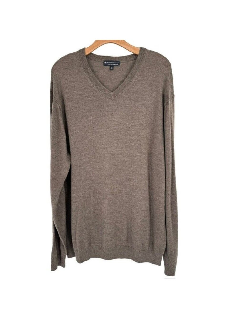 Hart Schaffner Marx Mens Extra Fine Merino Wool V-Neck Sweater Brown Size XLT